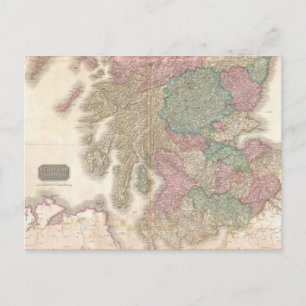 Postal Mapa de época de Escocia del Sur (1818)