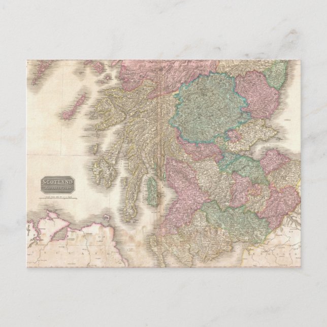 Postal Mapa de época de Escocia del Sur (1818) (Anverso)