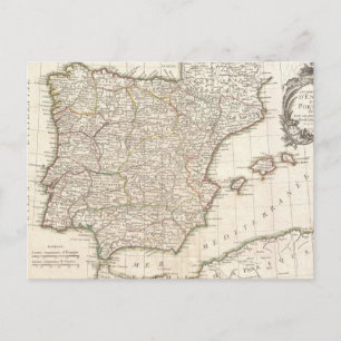 Postal Mapa de época de España (1775)