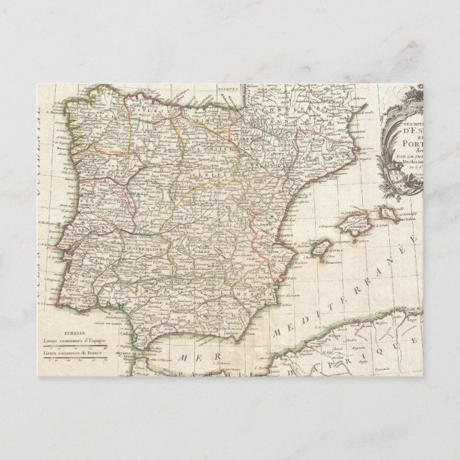 Postal Mapa de época de España (1775) (Anverso)