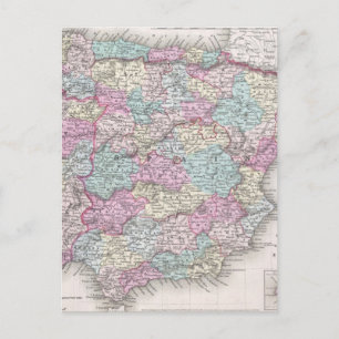Postal Mapa de época de España (1855)