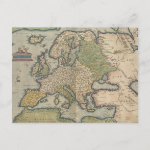 Postal Mapa de época de Europa (1570)