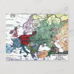 Postal Mapa de época de Europa 1876