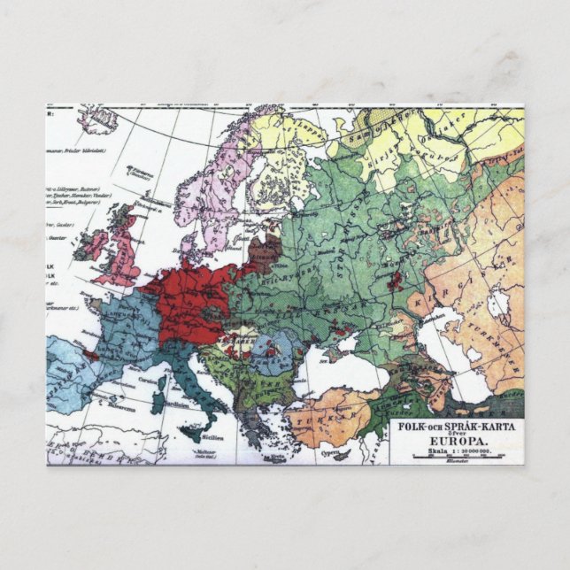 Postal Mapa de época de Europa 1876 (Anverso)
