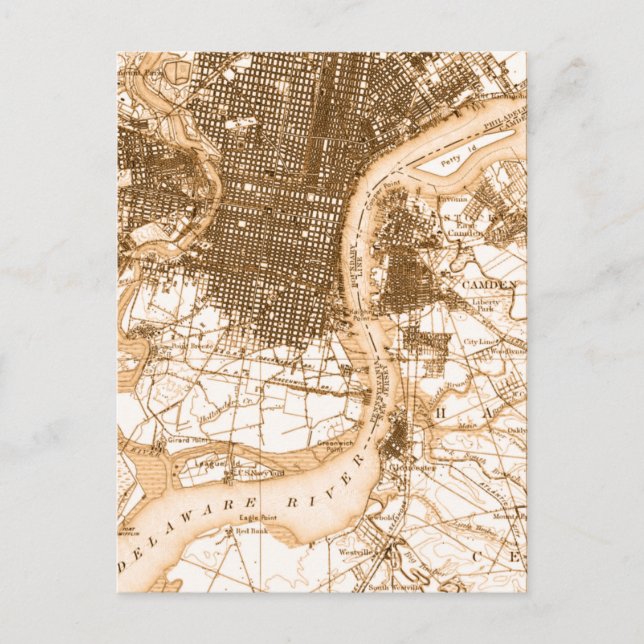 Postal Mapa de época de Filadelfia (Anverso)