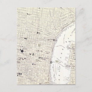 Postal Mapa de época de Filadelfia (1885)