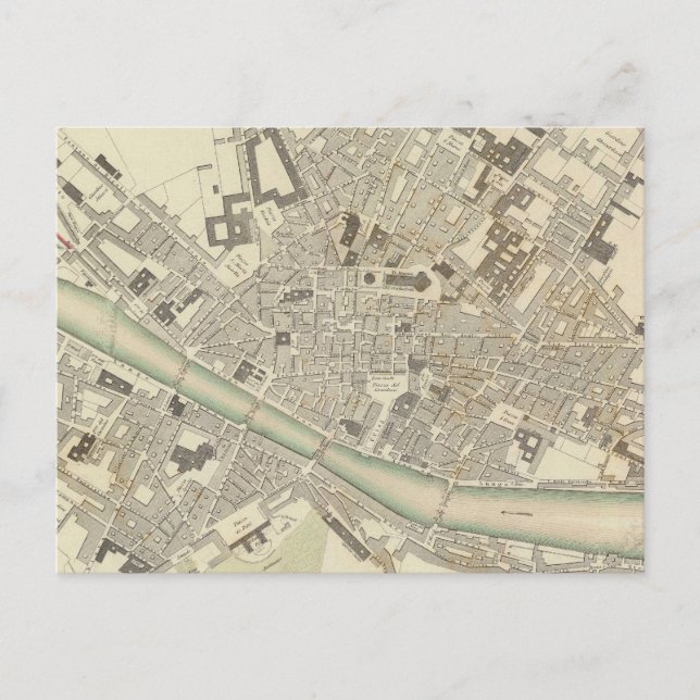 Postal Mapa de época de Florencia Italia (1835) (Anverso)