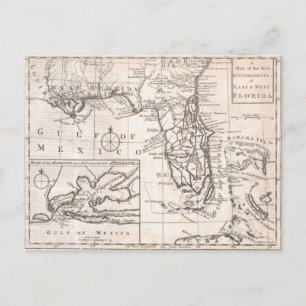 Postal Mapa de época de Florida (1763)