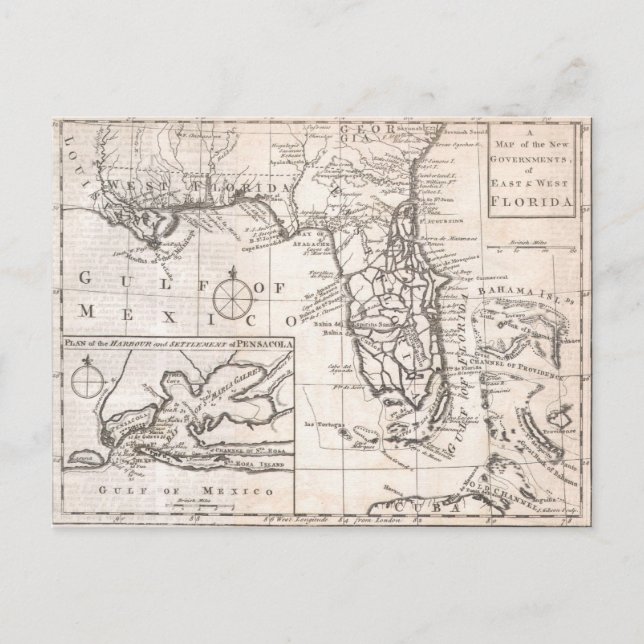 Postal Mapa de época de Florida (1763) (Anverso)