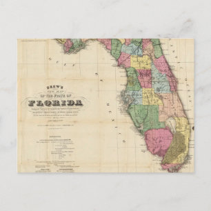 Postal Mapa de época de Florida (1870)