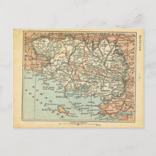 Postal Mapa de época de France Morbihan