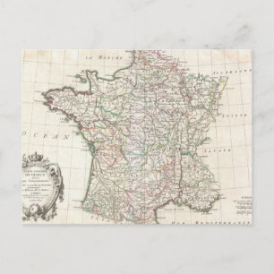 Postal Mapa de época de Francia (1771)