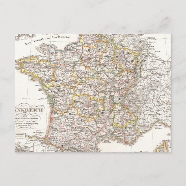 Postal Mapa de época de Francia (1850) (Anverso)