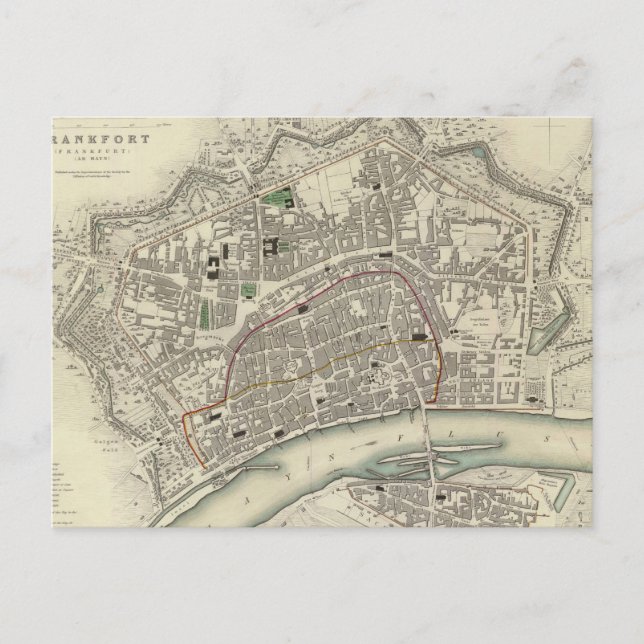 Postal Mapa de época de Frankfurt Alemania (1837) (Anverso)