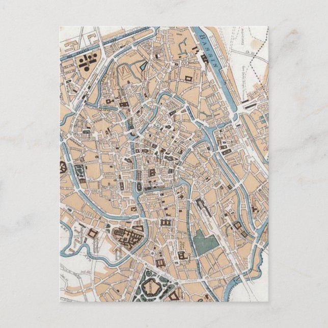 Postal Mapa de época de Gante Bélgica (1905) (Anverso)