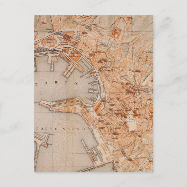 Postal Mapa de época de Génova Italia (1906) (Anverso)