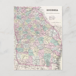 Postal Mapa de época de Georgia (1855)
