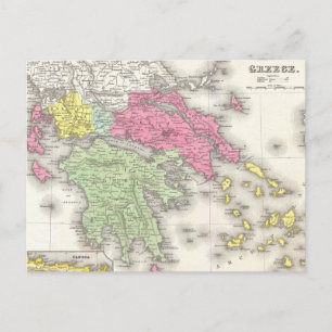 Postal Mapa de época de Grecia (1853)
