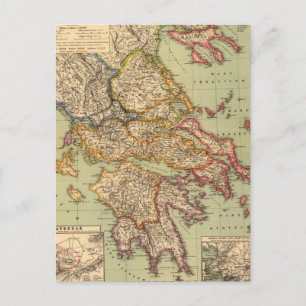 Postal Mapa de época de Grecia (1903)