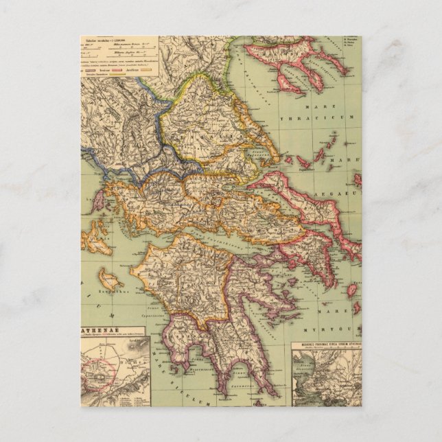 Postal Mapa de época de Grecia (1903) (Anverso)