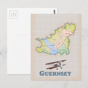 Postal Mapa de época de Guernsey