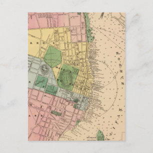 Postal Mapa de época de Halifax Nova Scotia (1878)