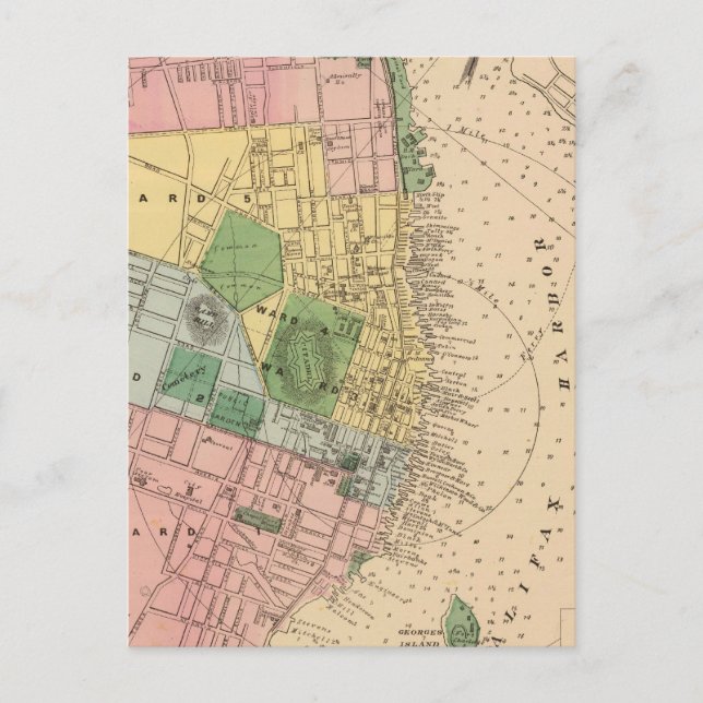 Postal Mapa de época de Halifax Nova Scotia (1878) (Anverso)