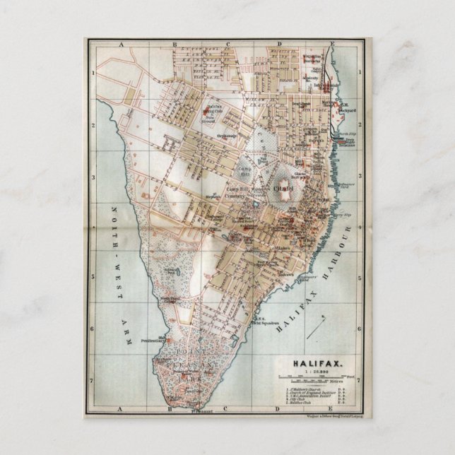 Postal Mapa de época de Halifax Nova Scotia (1890) (Anverso)