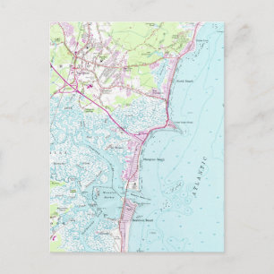 Postal Mapa de época de Hampton Beach NH (1957)