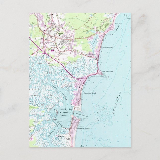 Postal Mapa de época de Hampton Beach NH (1957) (Anverso)