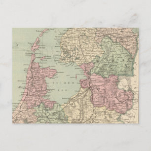 Postal Mapa de época de Holanda (1873)