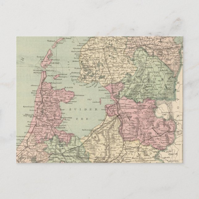 Postal Mapa de época de Holanda (1873) (Anverso)