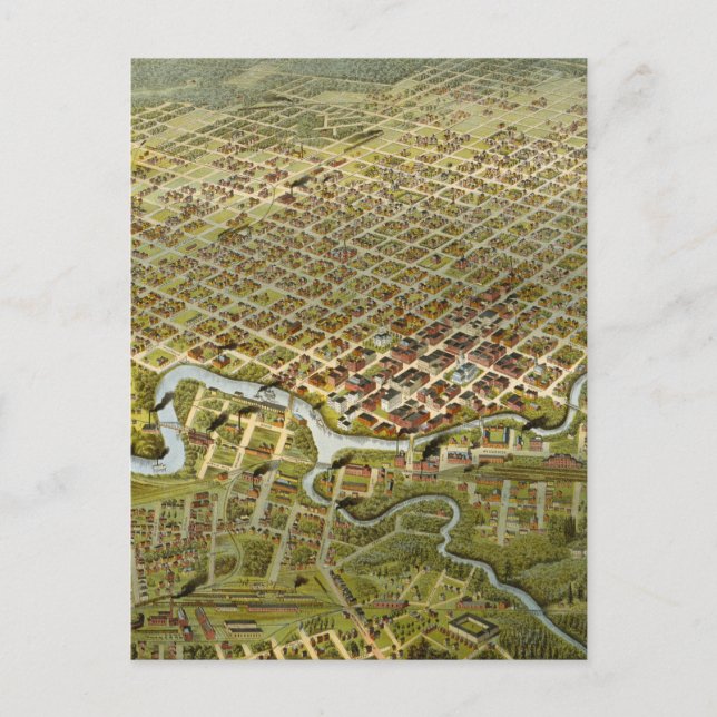 Postal Mapa de época de Houston Texas (1891) (Anverso)