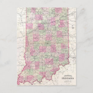 Postal Mapa de época de Indiana (1864)