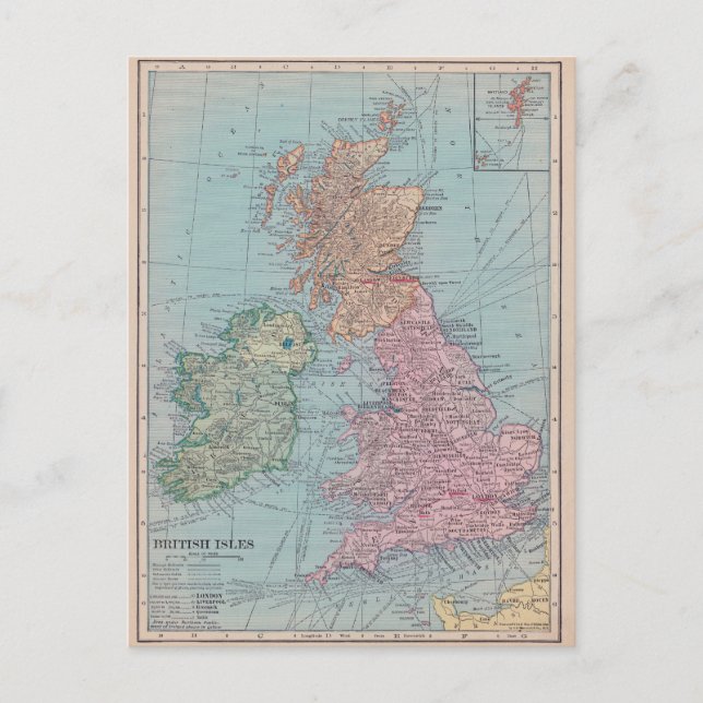 Postal Mapa de época de Inglaterra (Anverso)