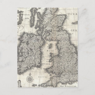 Postal Mapa de época de Inglaterra e Irlanda (1631)