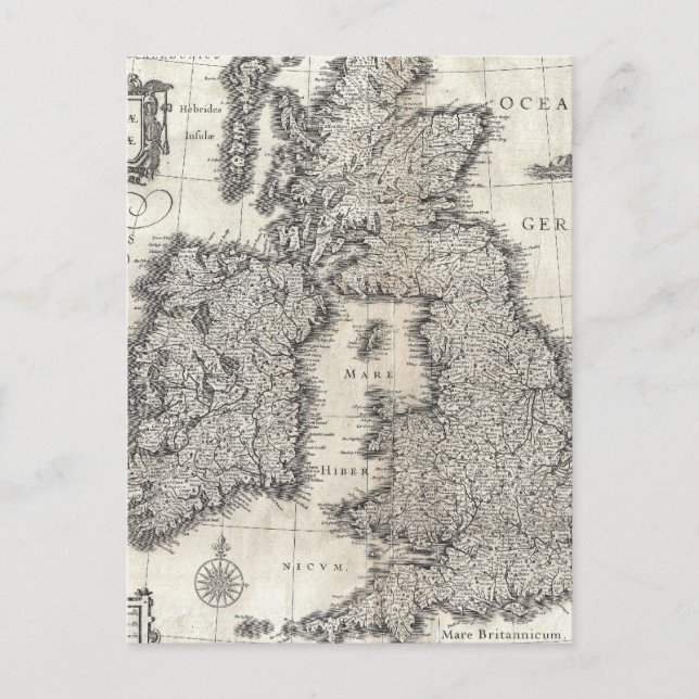Postal Mapa de época de Inglaterra e Irlanda (1631) (Anverso)