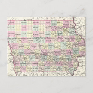 Postal Mapa de época de Iowa (1855)