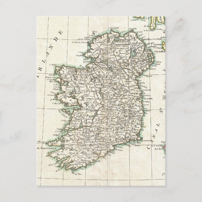 Postal Mapa de época de Irlanda (1771) (Anverso)