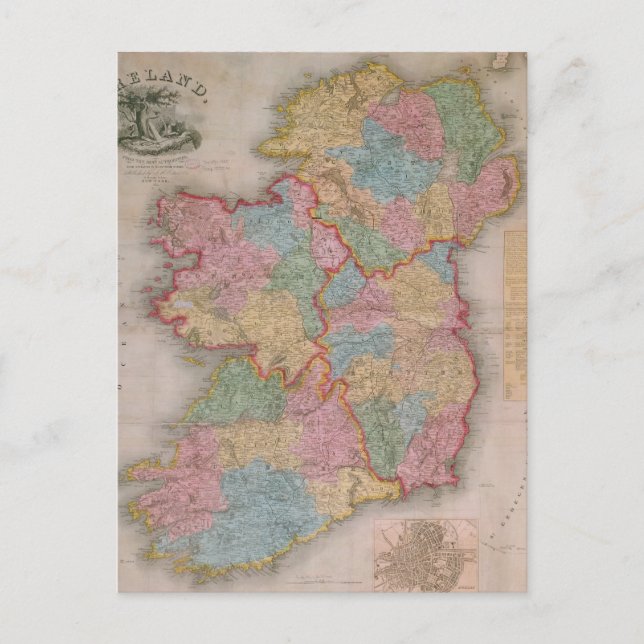 Postal Mapa de época de Irlanda (1835) (Anverso)