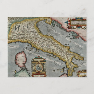 Postal Mapa de época de Italia (1584)