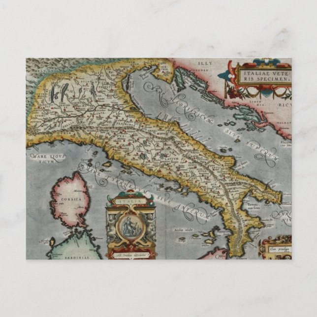Postal Mapa de época de Italia (1584) (Anverso)