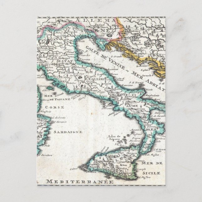 Postal Mapa de época de Italia (1706) (Anverso)