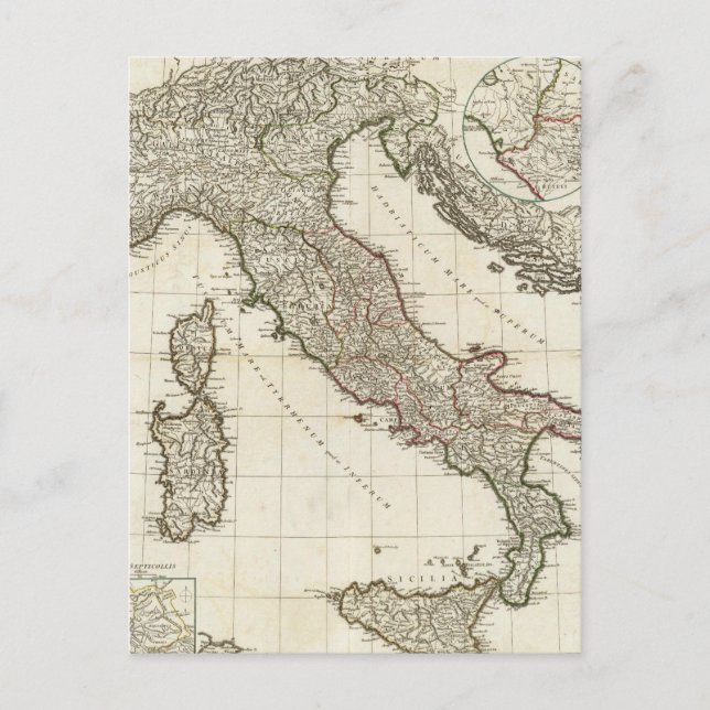 Postal Mapa de época de Italia (1764) (Anverso)