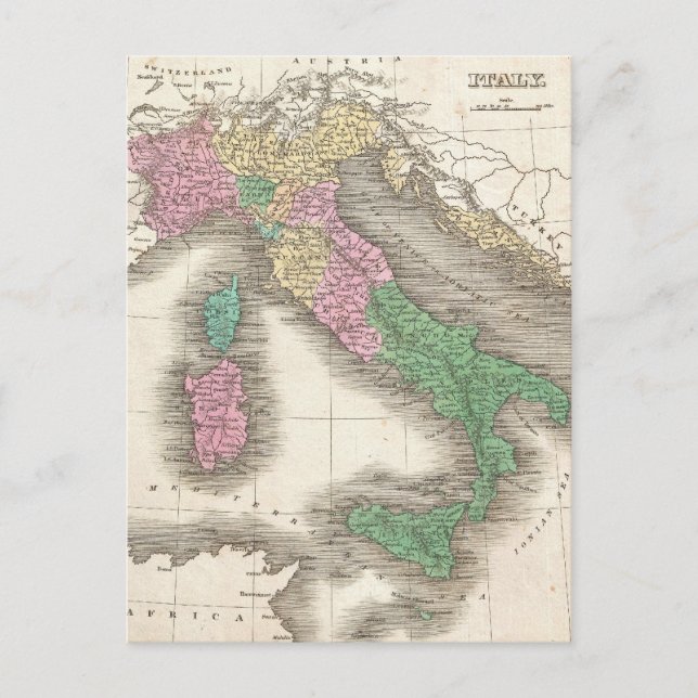 Postal Mapa de época de Italia (1827) (Anverso)