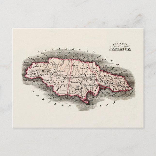 Postal Mapa de época de Jamaica (Anverso)