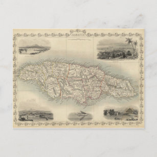 Postal Mapa de época de Jamaica (1851)