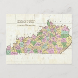 Postal Mapa de época de Kentucky (1827)