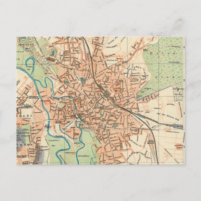 Postal Mapa de época de la Alemania de Hanover (1895) (Anverso)