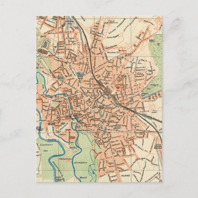 Postal Mapa de época de la Alemania de Hanover (1895) (Anverso)